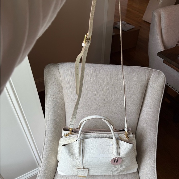 Iacucci Elegant Cream Croc-Embossed Satchel - Picture 5 of 7